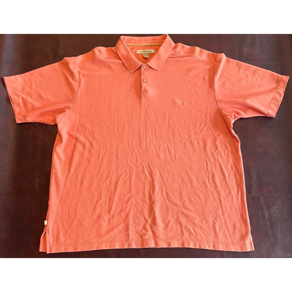 Tommy Bahama Mens XXL Coral Pink Pima Cotton Blend Marlin Polo Shirt
